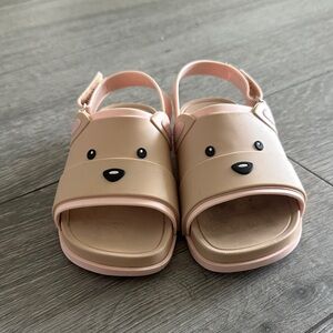 Mini melissa Adorable Bear Design Kids Sandals - Tan and Pink